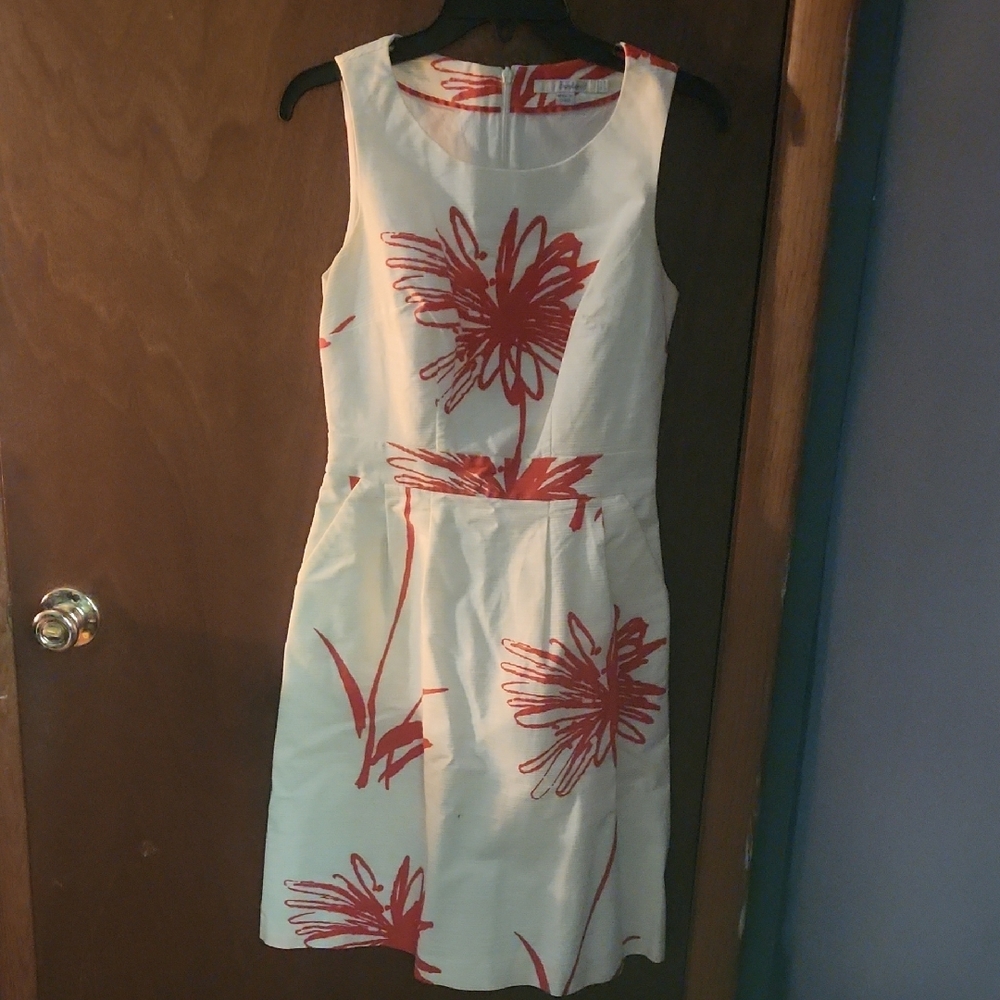 Boden White and Red Floral Mini Dress